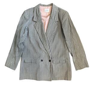 Vintage Stripe Corduroy Jacket Blazer XS/S Beige Black Stripe